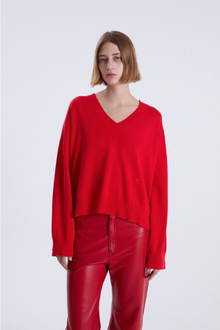 SWEATER V ALOE ROJO