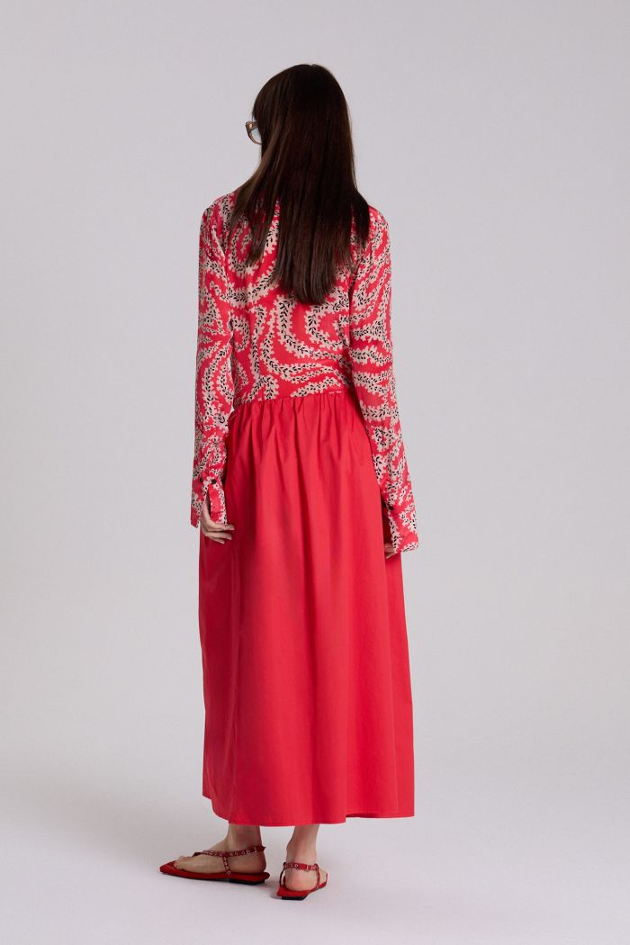 POLLERA ANANAS ROJO