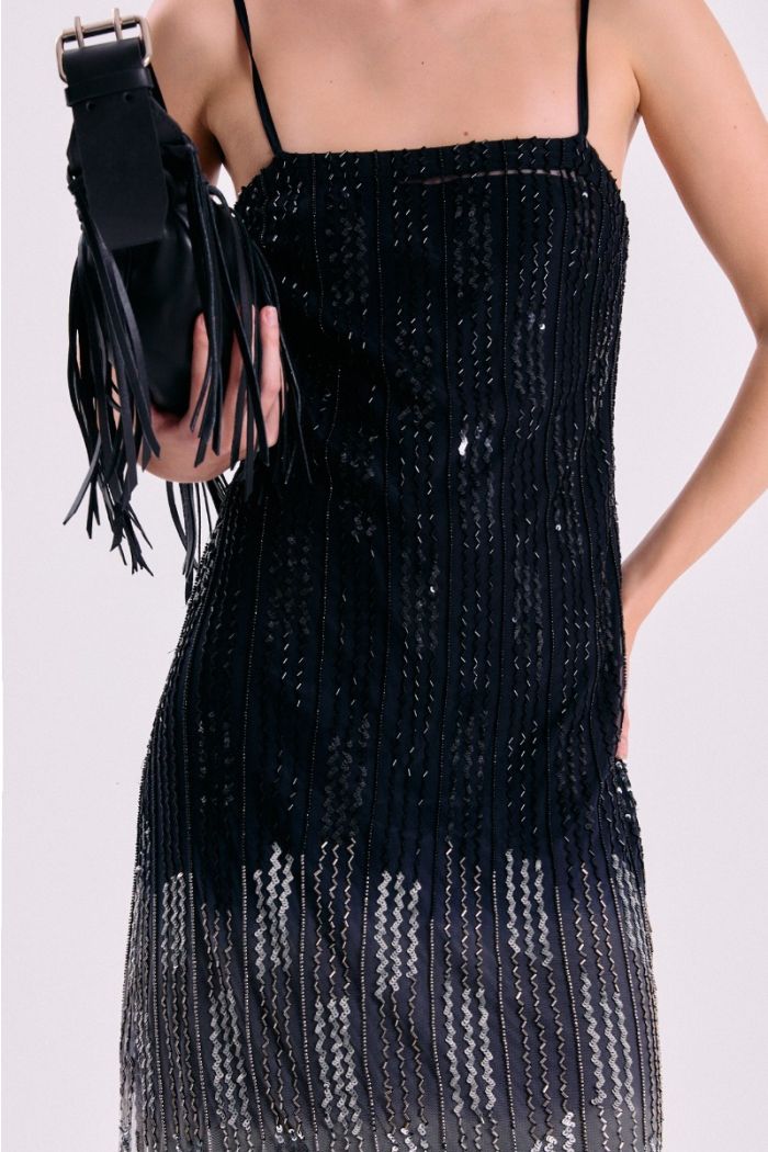 VESTIDO CELESTE NEGRO