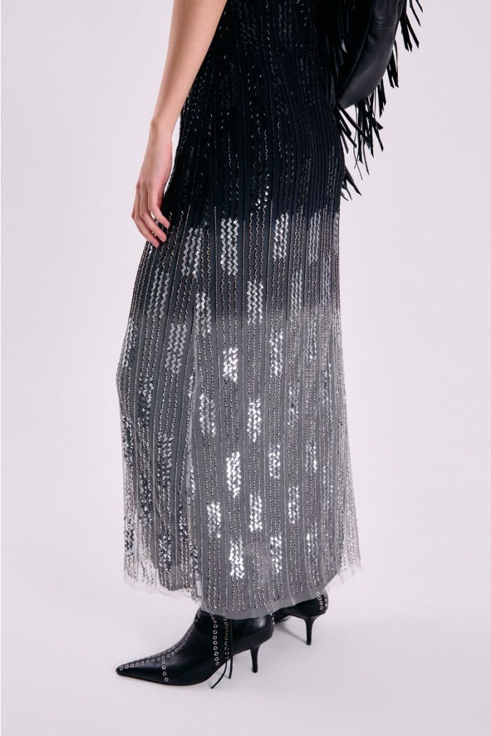 VESTIDO CELESTE NEGRO