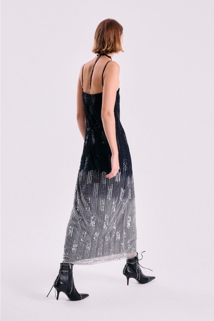 VESTIDO CELESTE NEGRO