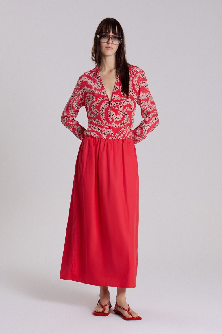 POLLERA ANANAS ROJO